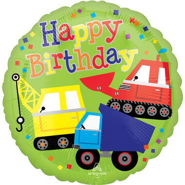Foil Balloon - "Happy Birthday" - Birthday Trucks - 45 cm